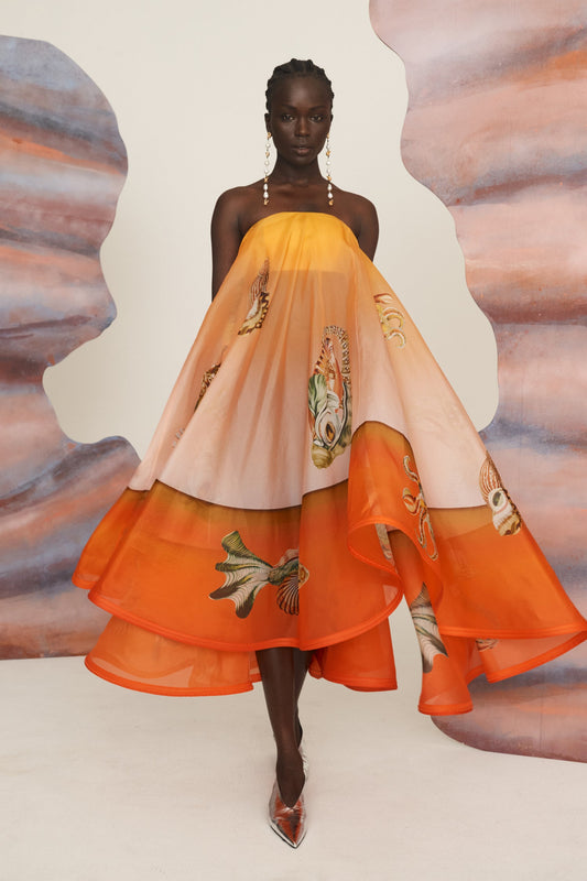 Neptuna Silk Strapless Gown