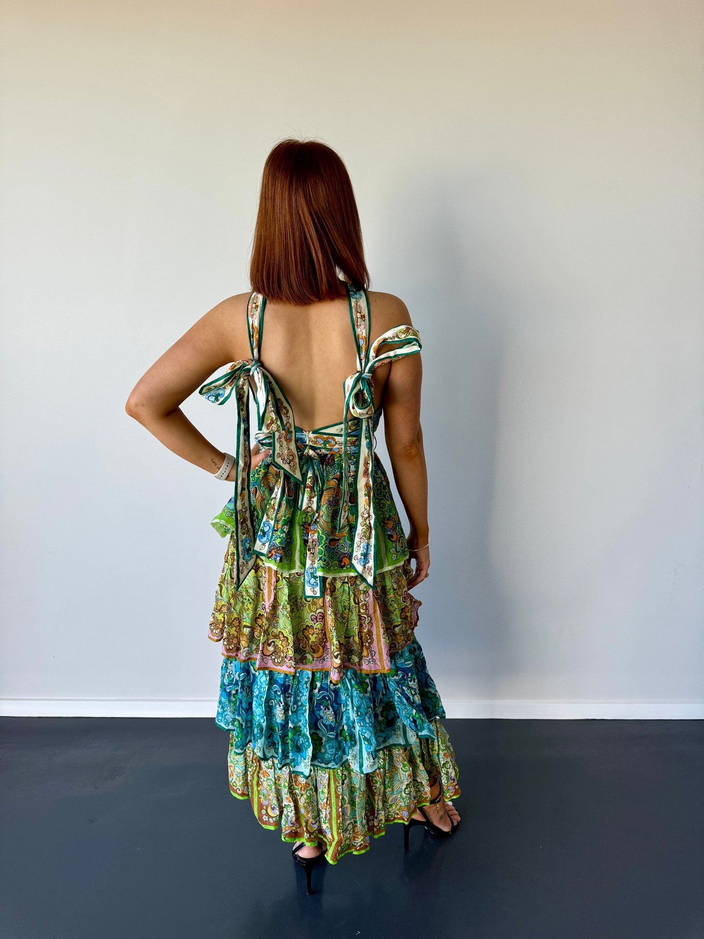 Alemais Dreamer Halter Tier Dress in Multi - Size 6