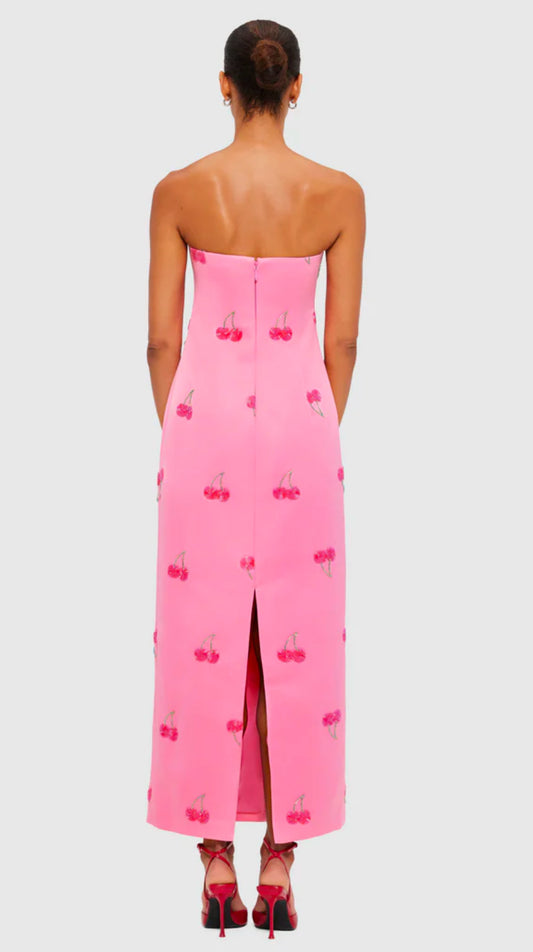 Leo Lin Rayna Embellished Bustier Maxi Dress in Pink - Size 8