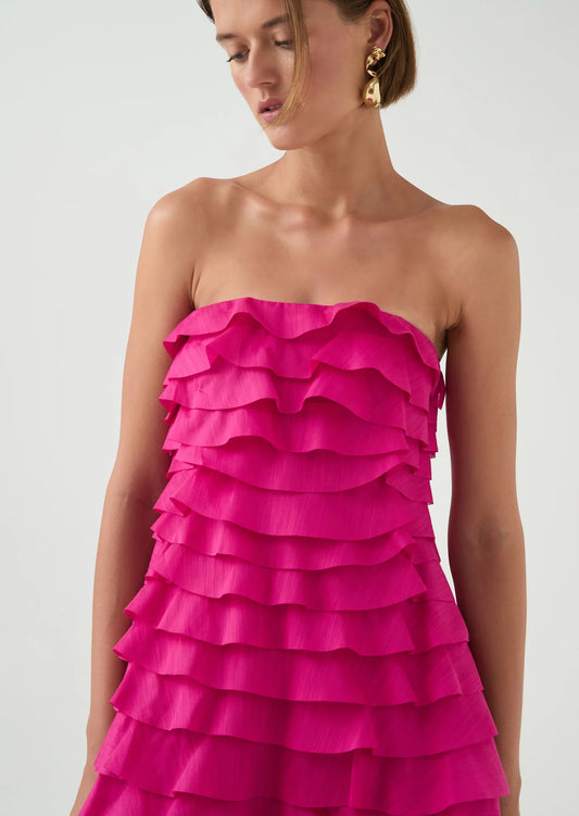 AJE Fleur Pleated Gown in Magenta - Size 8