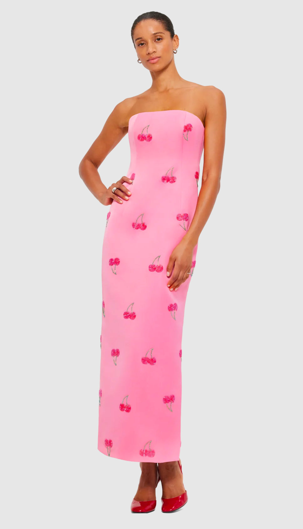 Leo Lin Rayna Embellished Bustier Maxi Dress in Pink - Size 8