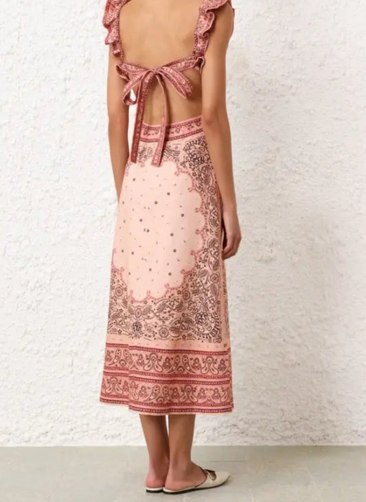 Zimmermann Matchmaker Frill Midi in Pink - Size 2