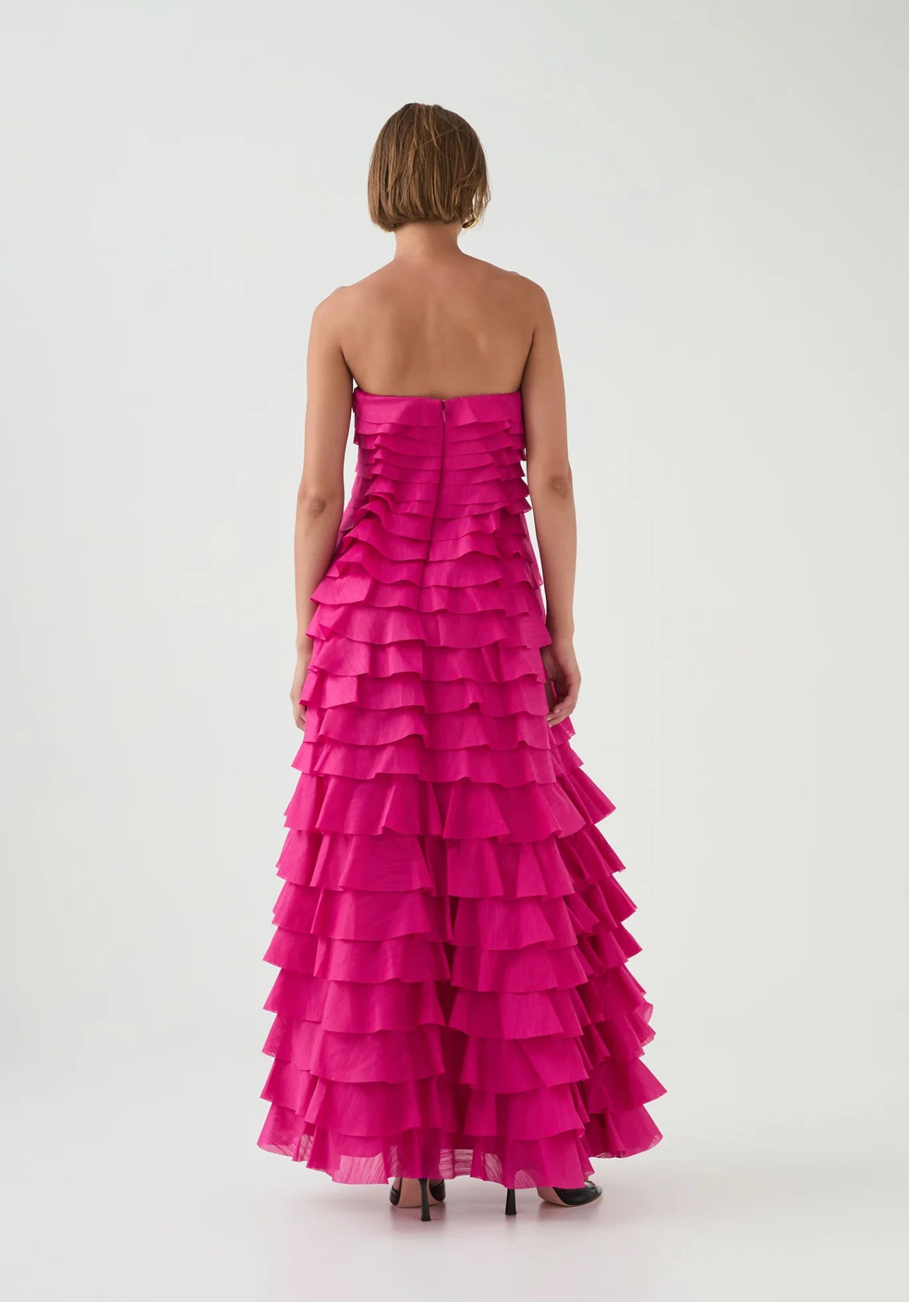 AJE Fleur Pleated Gown in Magenta - Size 8