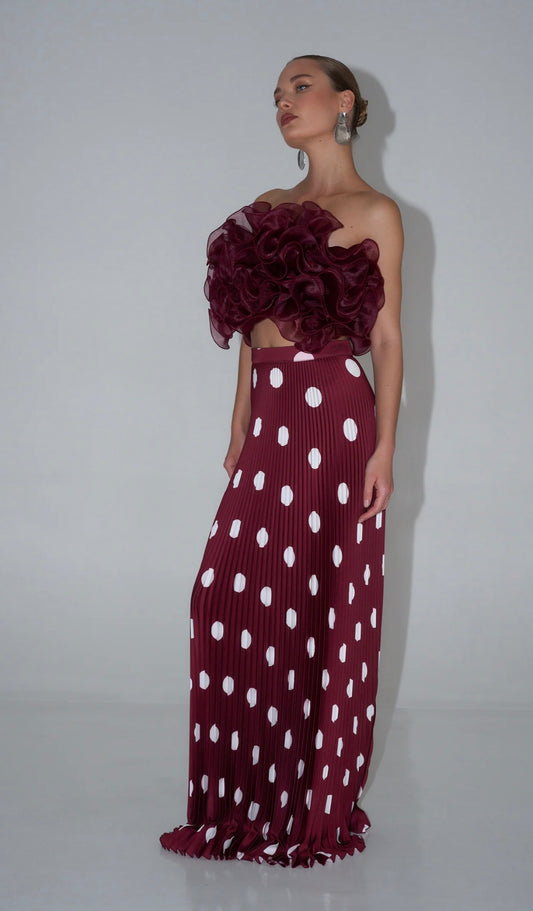 Lidee Cou Cou Top & Gala Skirt in Polka Wine - Size 8