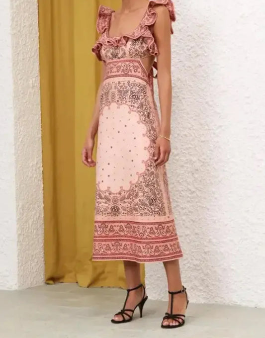 Matchmaker Frill Midi in Pink - Size 2