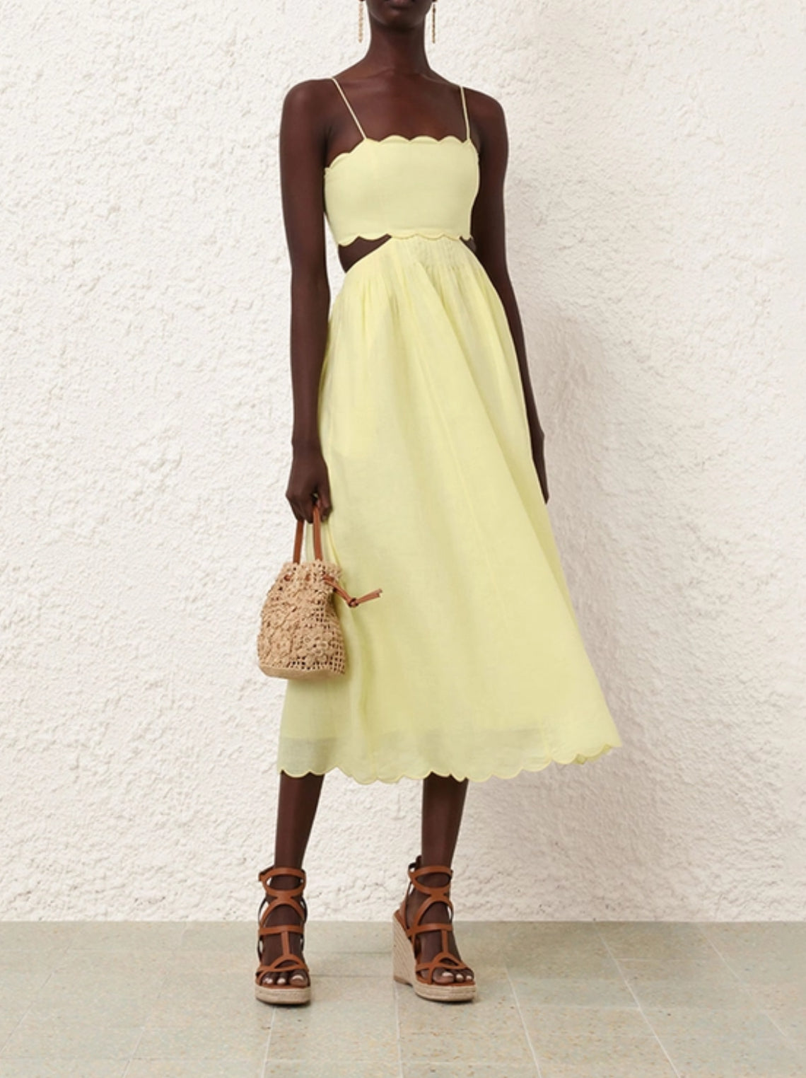 halliday scallop midi dress zimmermann Zimmermann Halliday Scallop Midi Dress Cream Watercolour Floral Size 1 / AU 10