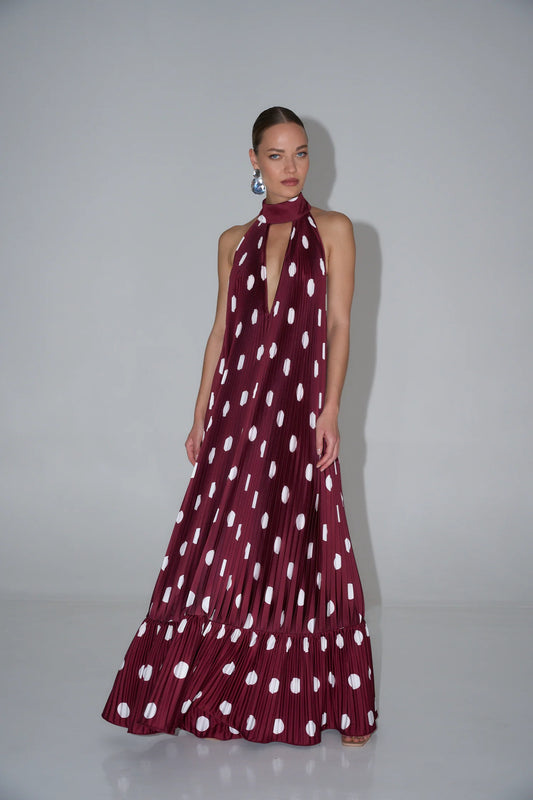 Libertie Gown in Polka Wine