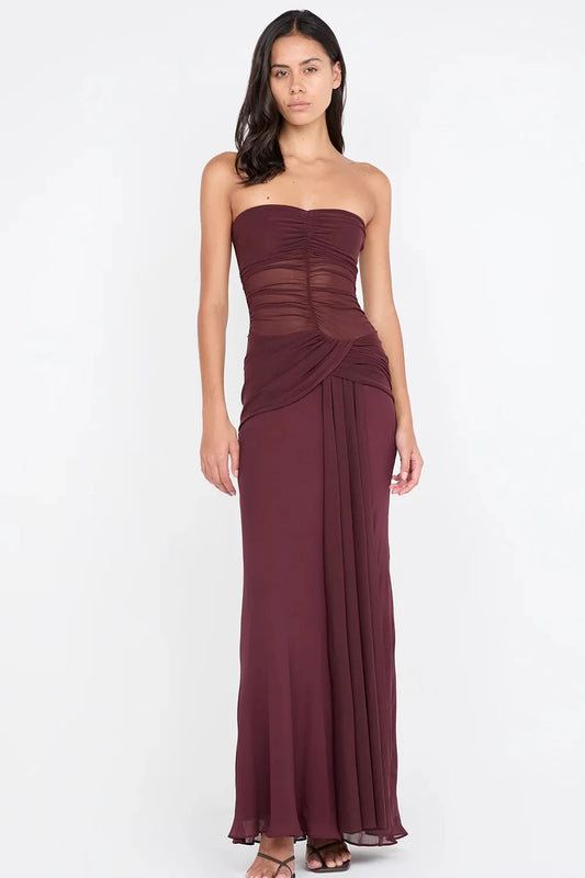 Noemi Strapless Dress in Plum