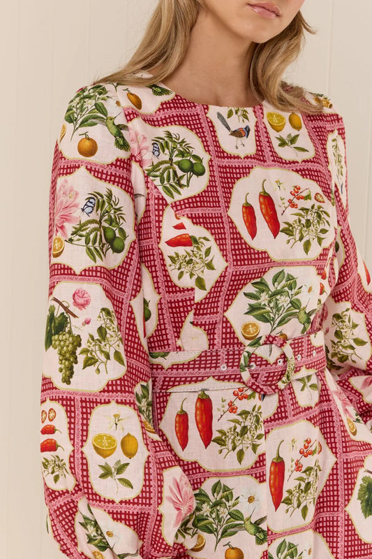 Palm Noosa Melrose Dress in Pink Citrus Tile - Size 8