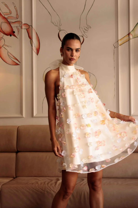 Livia Trapeze Mini Dress in Yellow