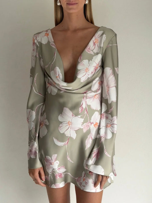 By Nicola Blake Mini Dress In Peppermint Floral - Size 8