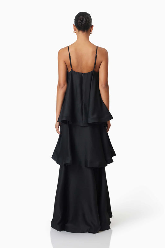 Elliatt Tilly Tiered Maxi Dress in Black - Size XXS
