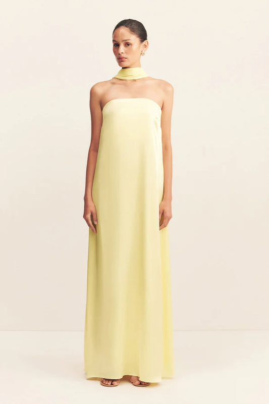 Shona Joy La Lune Strapless Maxi in Lemon - Size 8