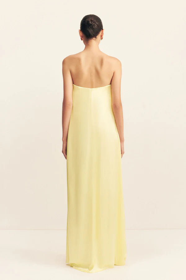 Shona Joy La Lune Strapless Maxi in Lemon - Size 8