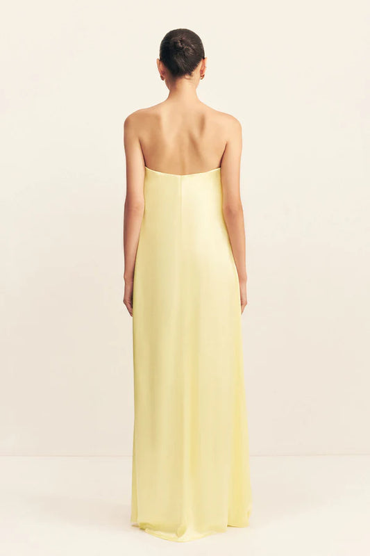 Shona Joy La Lune Strapless Maxi in Lemon - Size 8