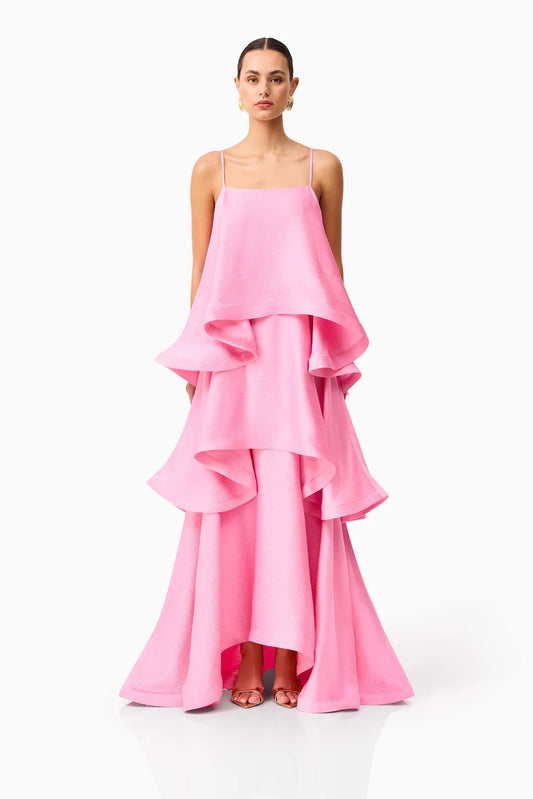 Elliatt Tilly Tiered Maxi Dress in Pink - Size M