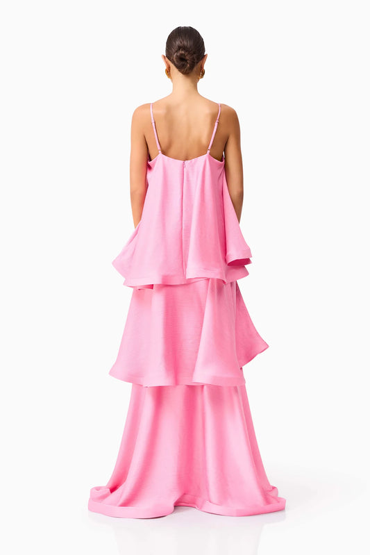 Elliatt Tilly Tiered Maxi Dress in Pink - Size M