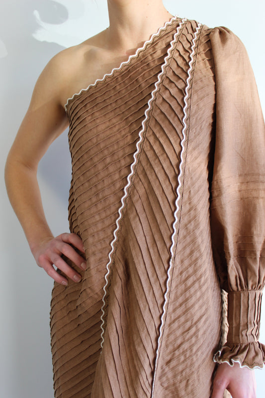 By Odet Scallop Chevron Sundress in Mocha - Size 10