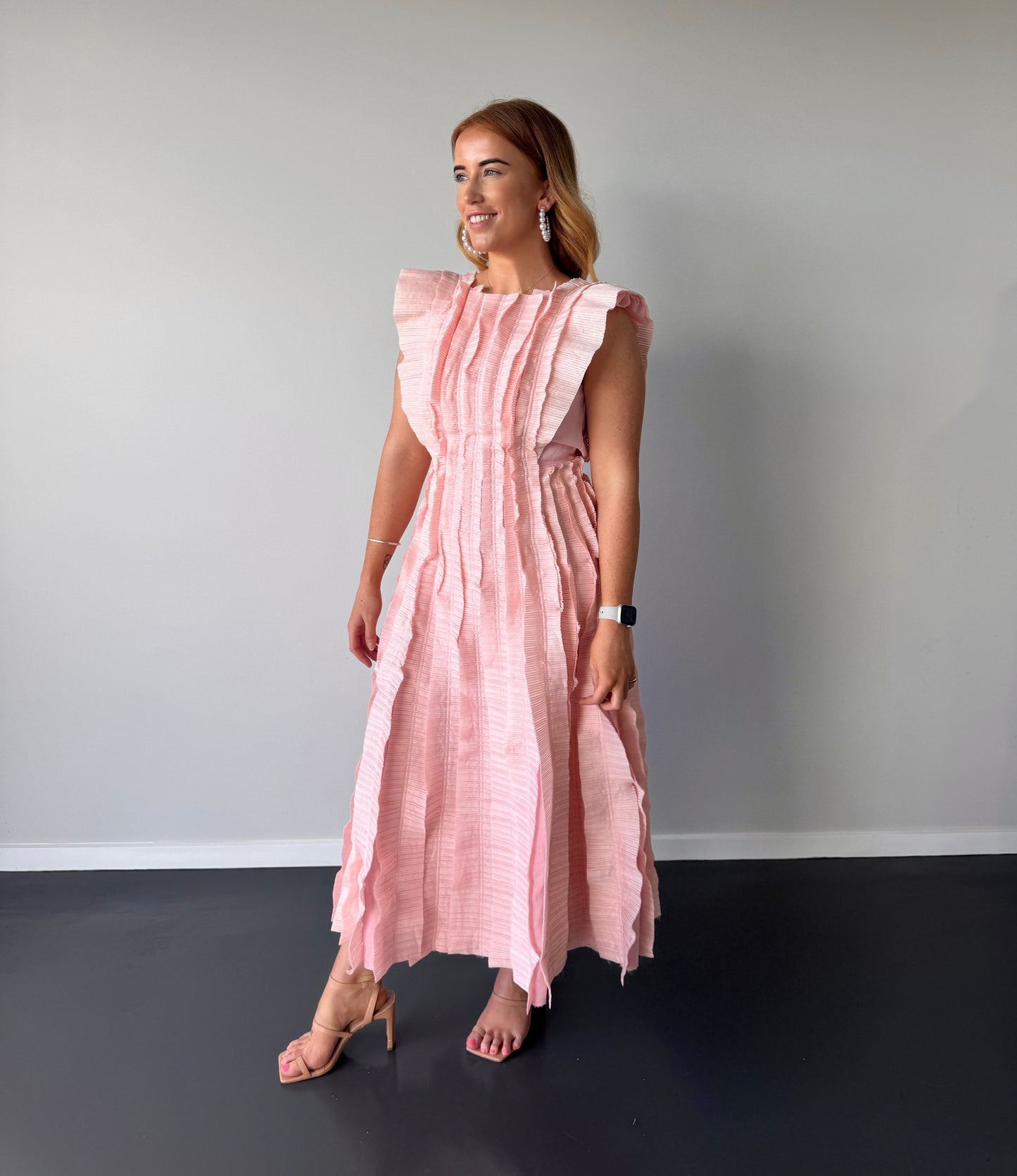 AJE Hybrid Midi Dress in Rose Pink - Size 8