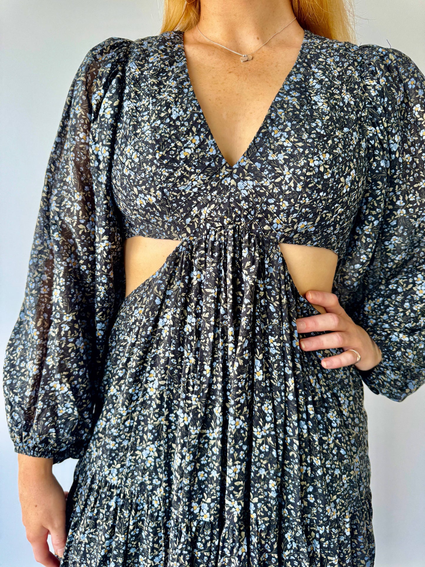 Shona Joy Denise Pin Tuck Midi Dress - Size 12