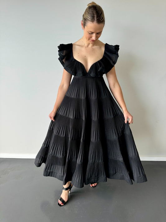 Lovestruck Pleated Gown in Black - Size 0