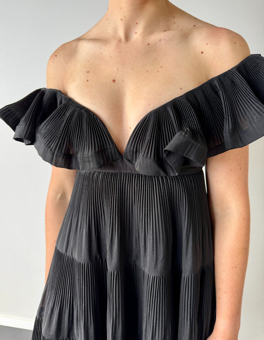 Zimmermann Lovestruck Pleated Gown in Black - Size 0