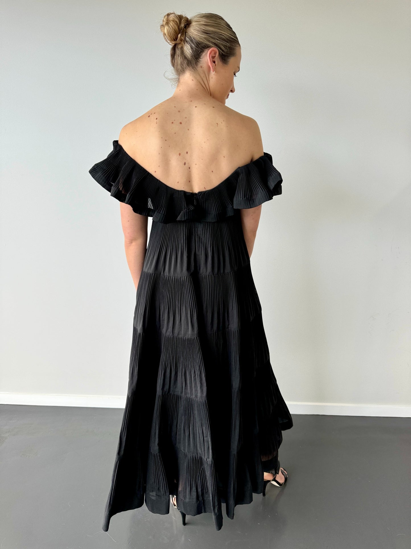 Zimmermann Lovestruck Pleated Gown in Black - Size 0