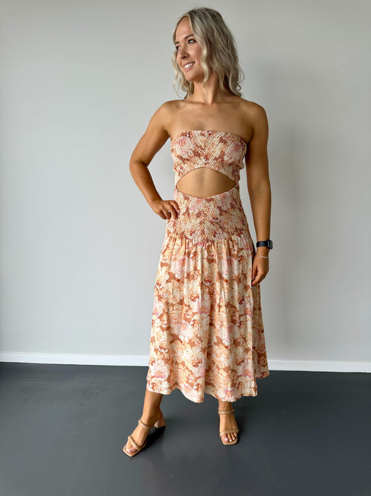 Flourished Shirred Midi