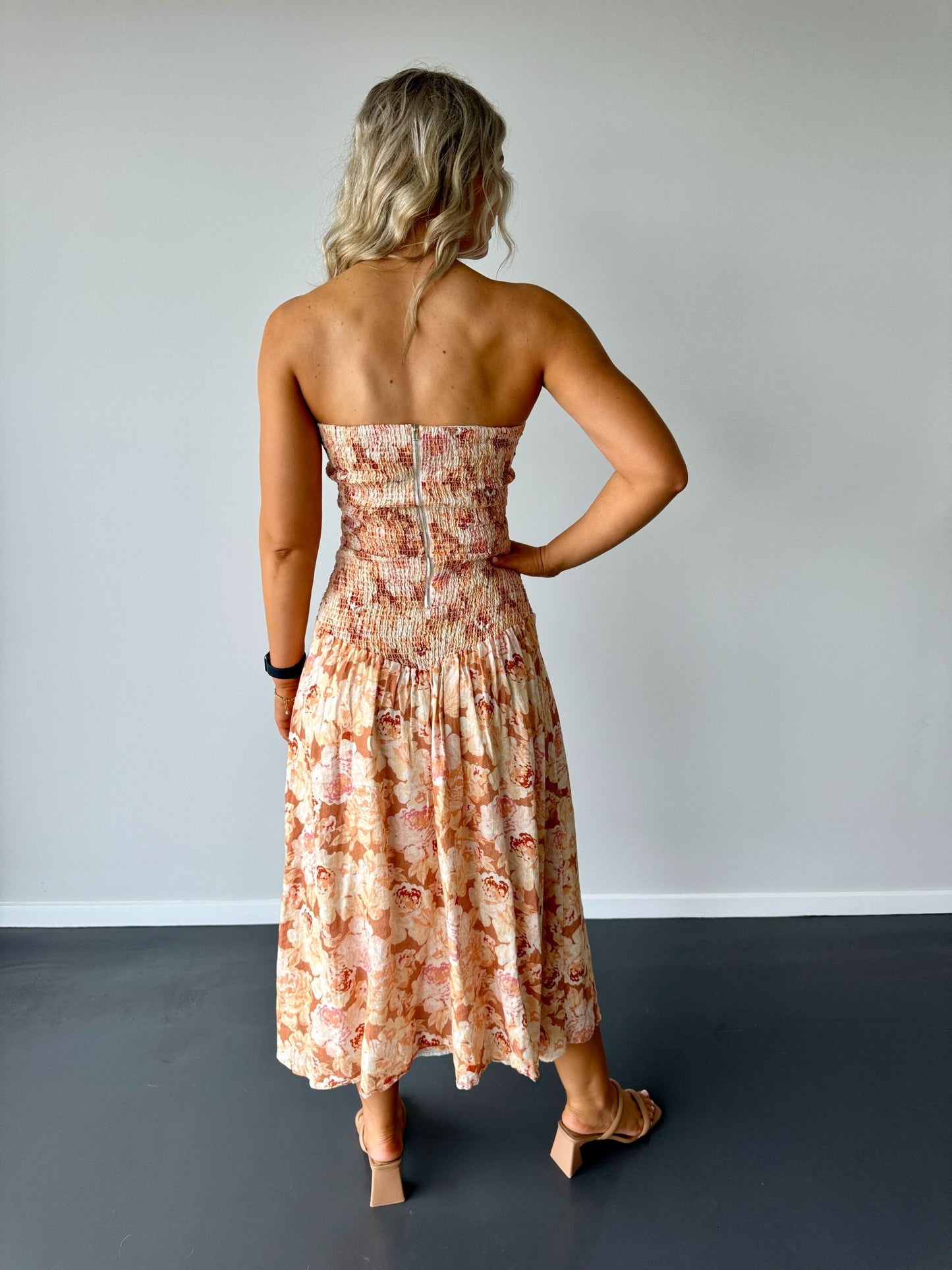 Winona Flourished Shirred Midi - Size 10