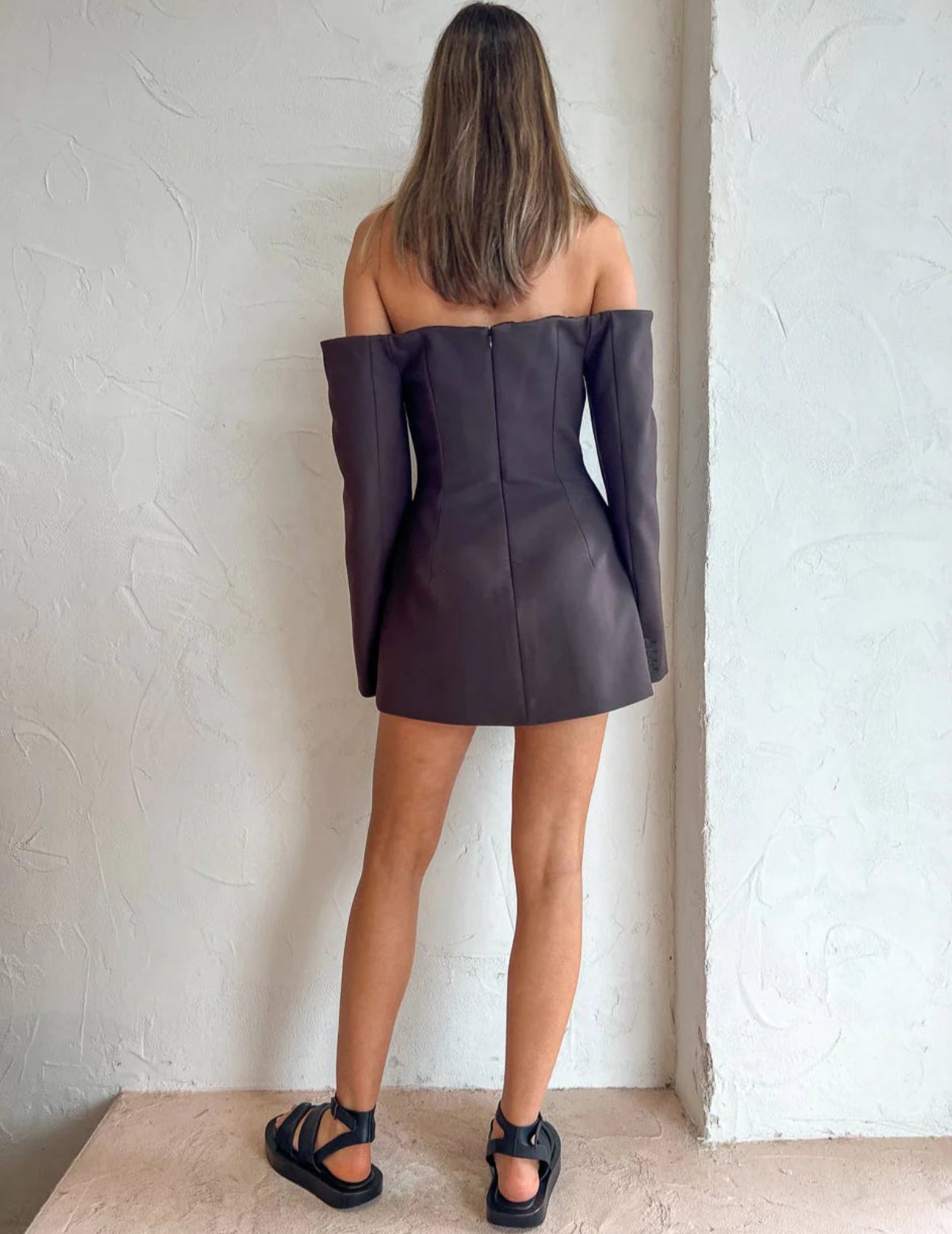 Sir the Label Sandrine Tailored Mini Dress in Chocolate - Size 1