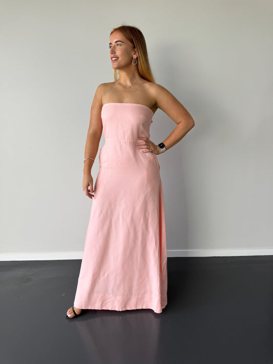 By Nicola Wavy Strapless Maxi Dress In Rockmelon - Size 10