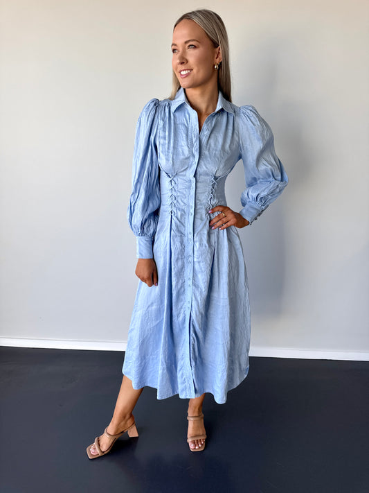 AJE Ephemera Lace Up Shirt Dress - Size 8