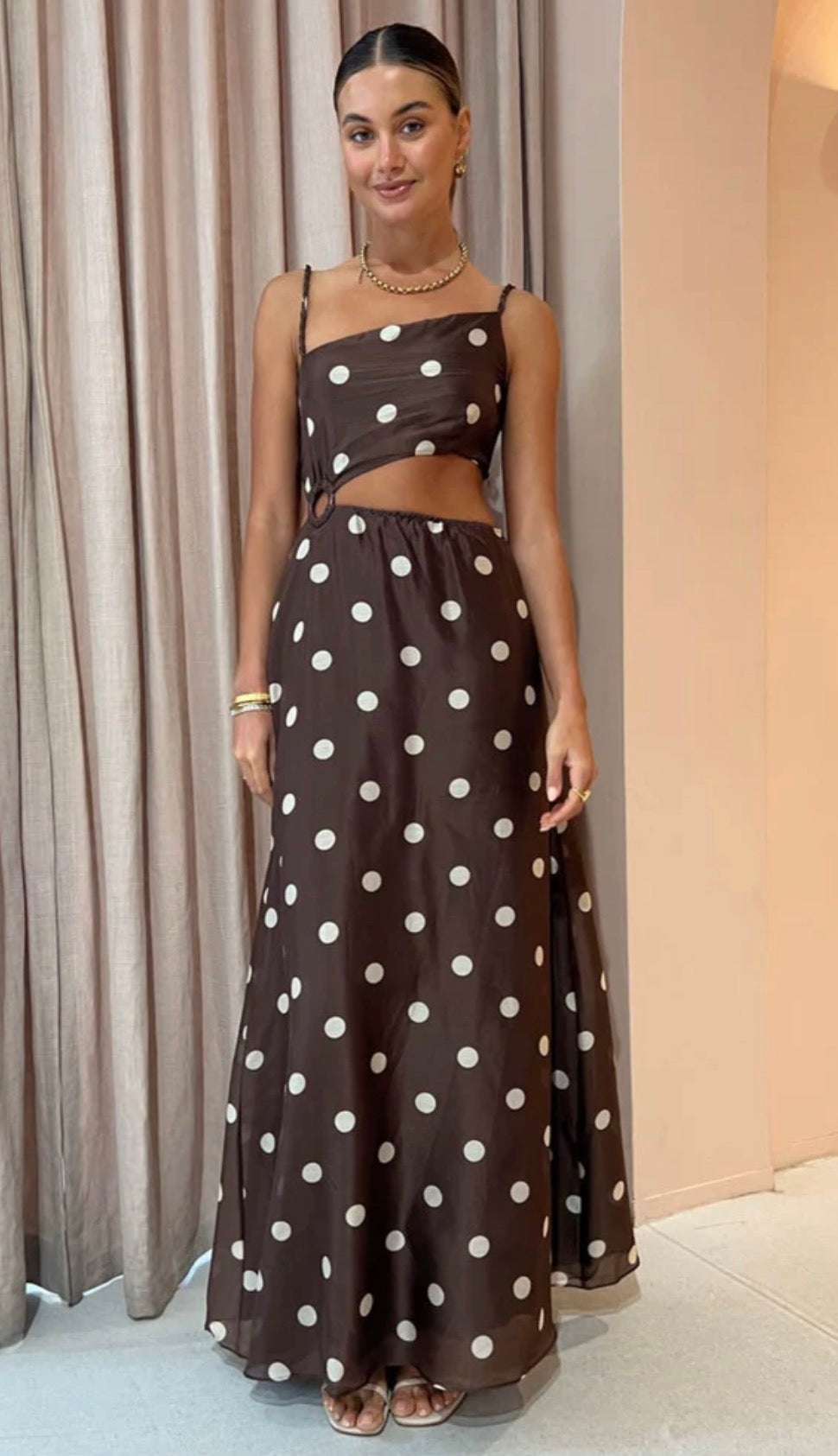 Sir Vivi Asymmetrical Cut Out Dress In Marlon Polka Dot - Size 0