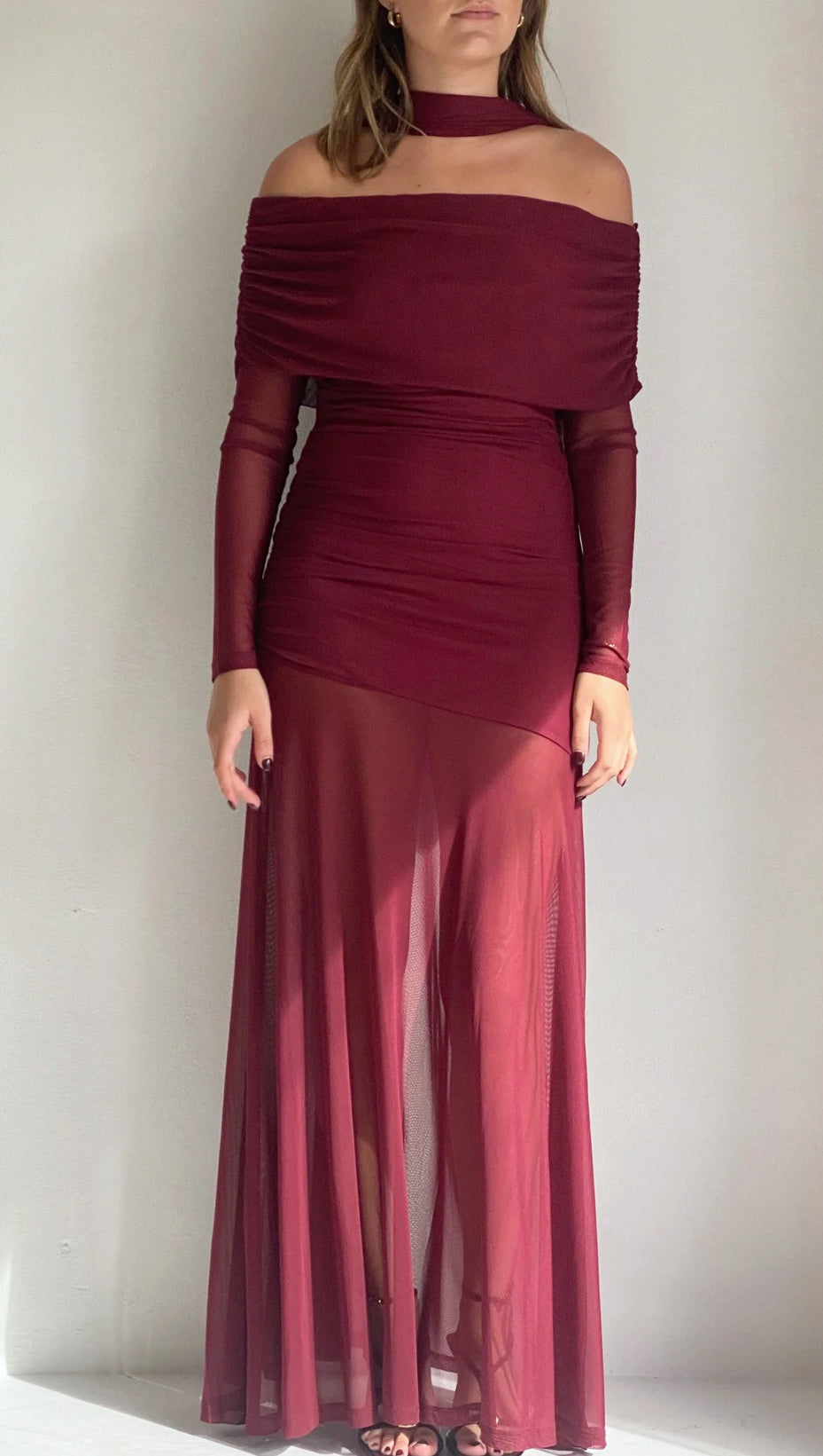 By Nicola Belle Maxi Dress In Berry - Size 8