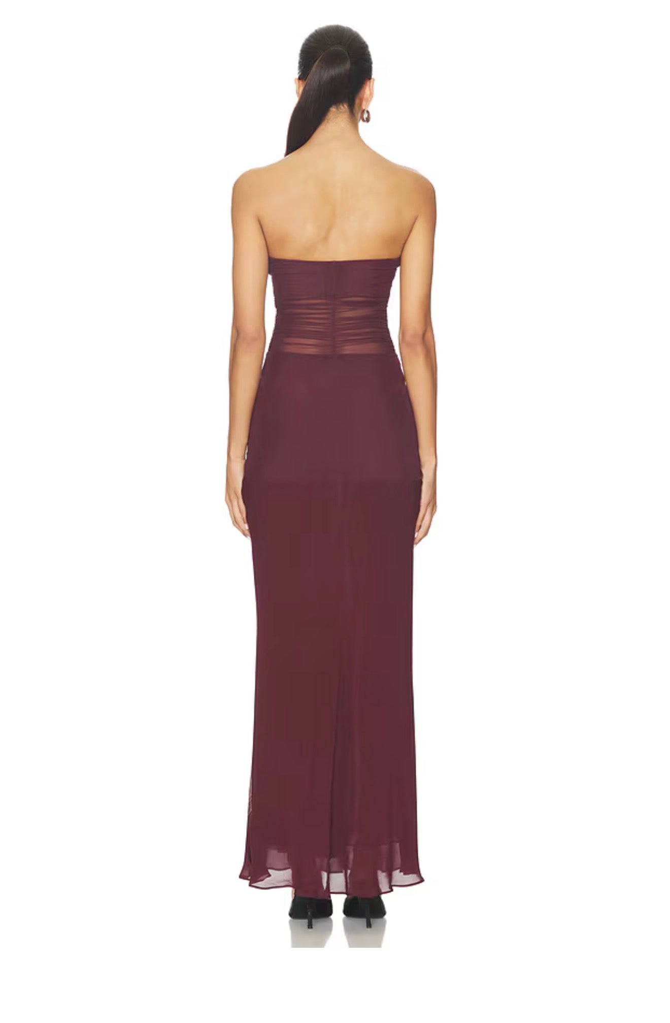 Noemi Strapless Dress in Plum