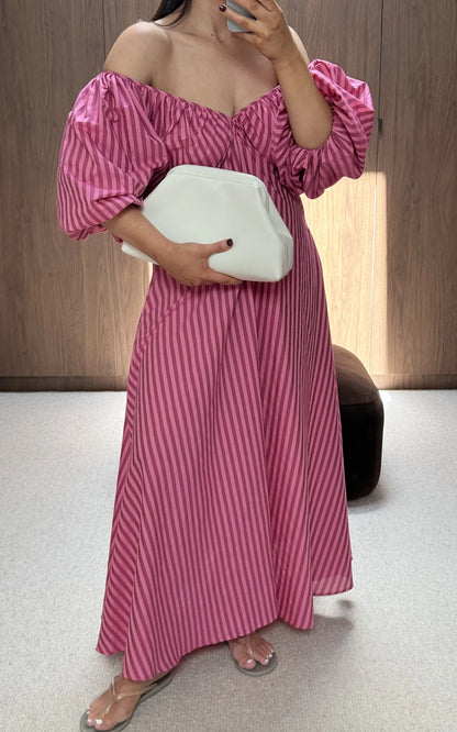Mimi Dress in Raspberry Stripe