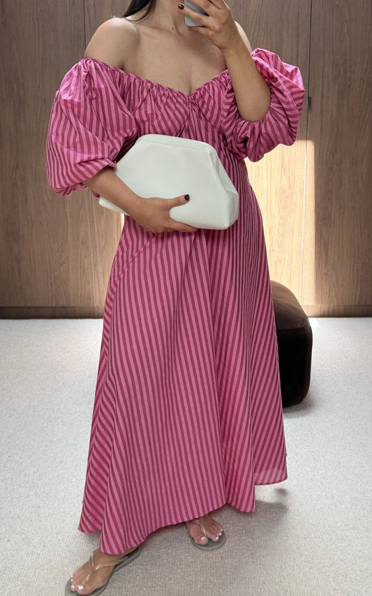 Mimi Dress in Raspberry Stripe