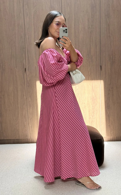 Mimi Dress in Raspberry Stripe