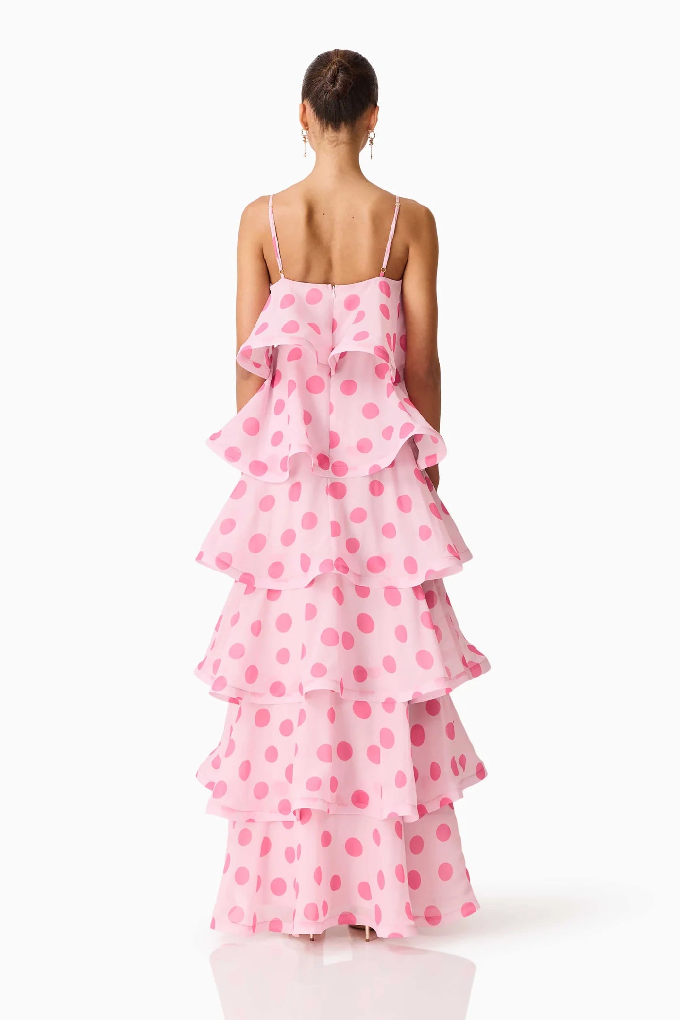 Sola Tiered Maxi in Pink Polka