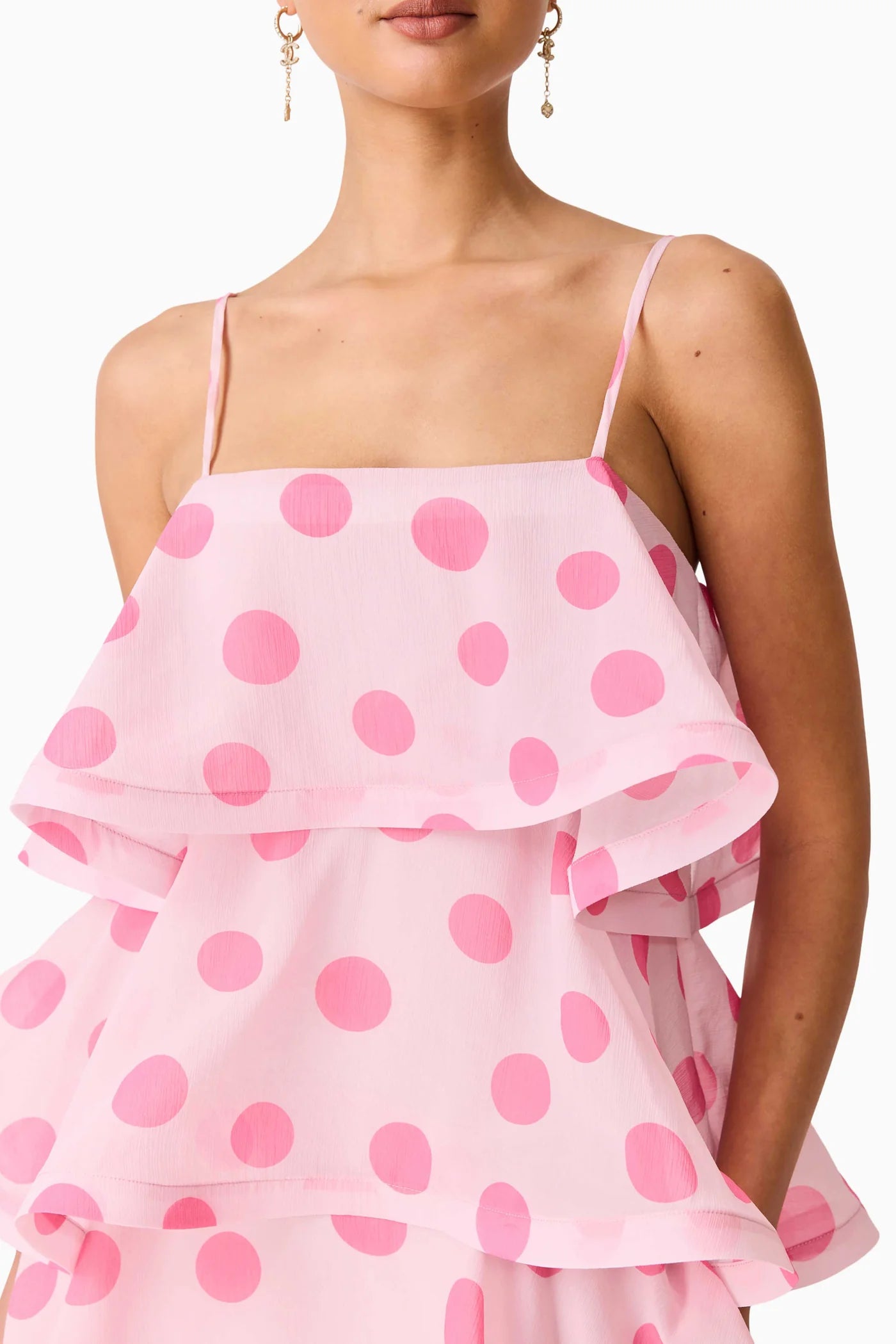 Sola Tiered Maxi in Pink Polka