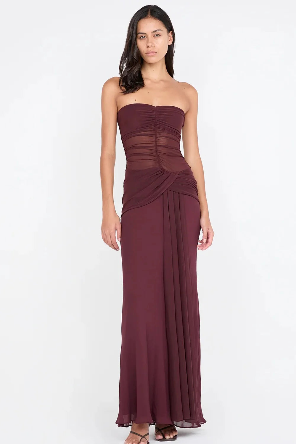Noemi Strapless Dress in Plum