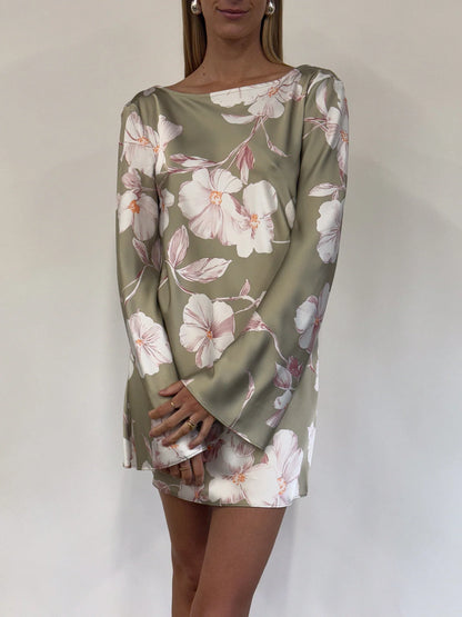 By Nicola Blake Mini Dress In Peppermint Floral - Size 8
