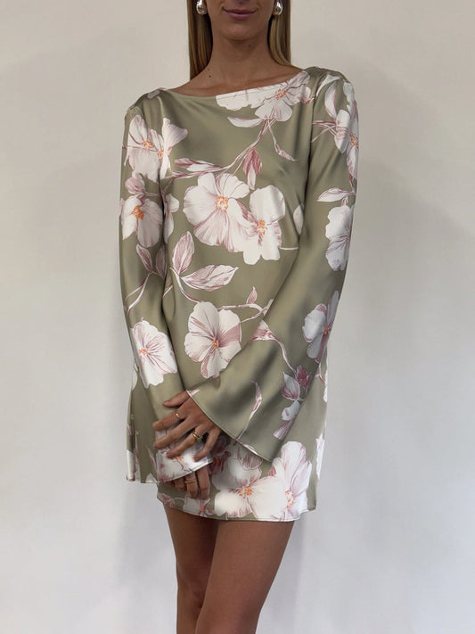 By Nicola Blake Mini Dress In Peppermint Floral - Size 8