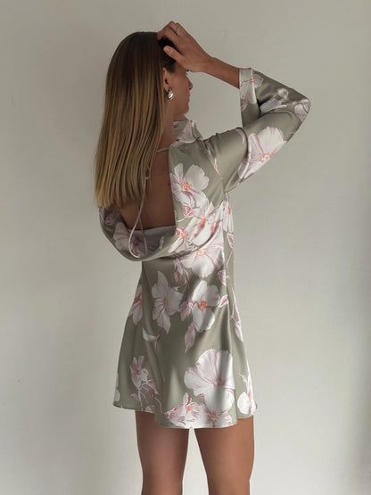 By Nicola Blake Mini Dress In Peppermint Floral - Size 8