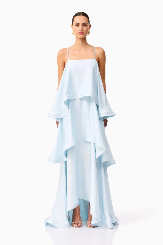 Elliatt Tilly Tiered Maxi Dress in Blue - Size XS