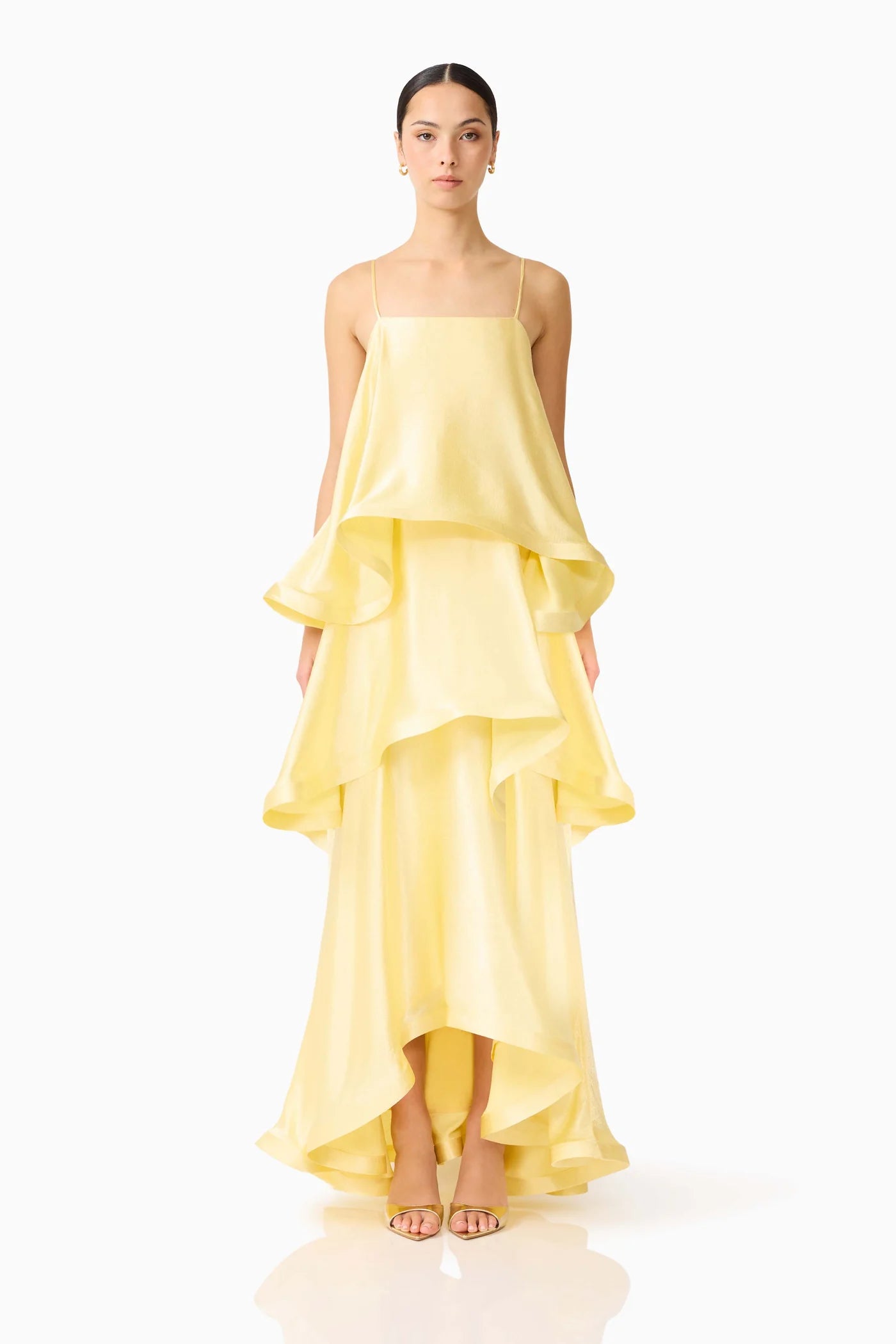Elliatt Tilly Tiered Maxi Dress in Butter Yellow - Size S