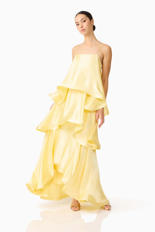 Elliatt Tilly Tiered Maxi Dress in Butter Yellow - Size S