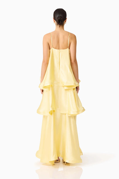 Elliatt Tilly Tiered Maxi Dress in Butter Yellow - Size S