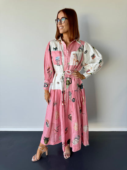 Alemais Cleo Patchwork Shirt Dress - Size 10